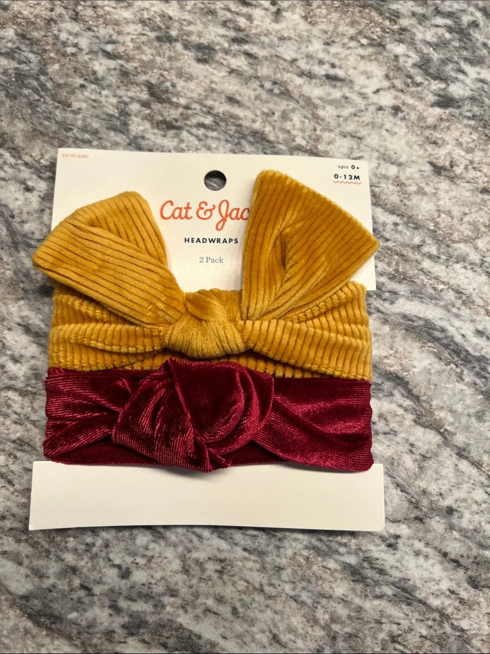 🇺🇸$3🇺🇸 Cat & Jack Corduroy and Velvet Bow Headwraps Mustard & Burgundy (2-Pack)
